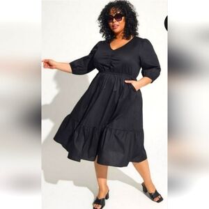 Torrid Midi Poplin Tiered Dress, 6X